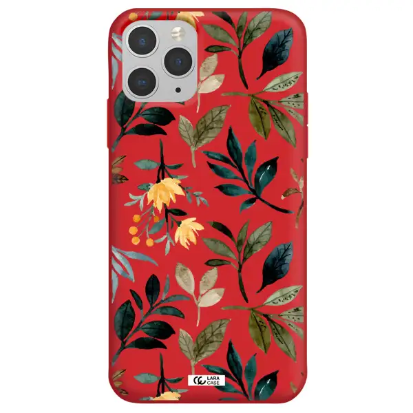 Fall Flowers Apple iPhone 11 pro Silicone Imperial Red Case
