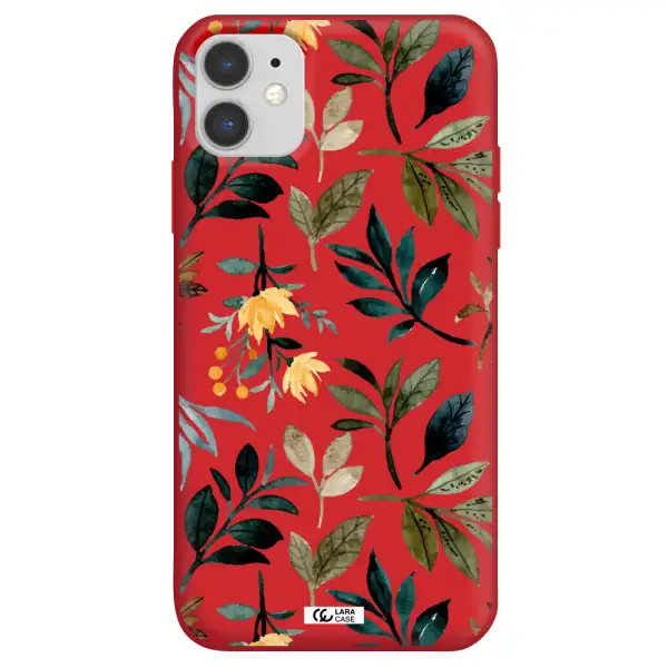 Fall Flowers Apple iPhone 11 Silicone Imperial Red Case