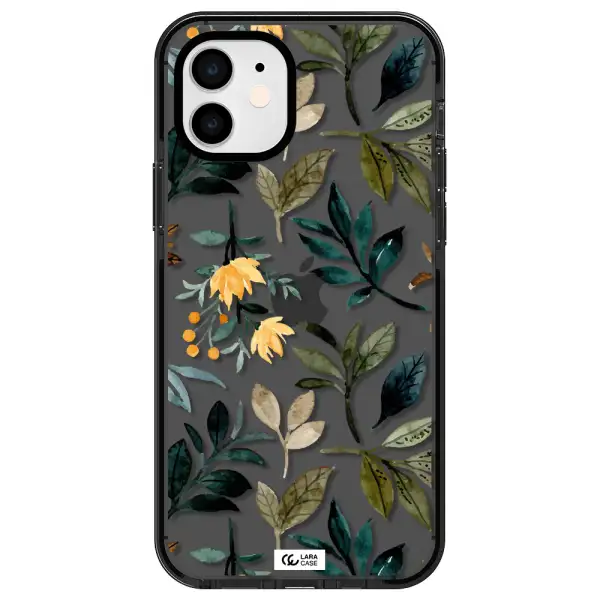 Fall Flowers Apple iPhone 12 impact Smoke Black Case