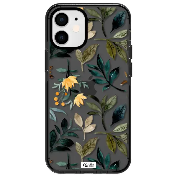 Fall Flowers Apple iPhone 12 mini impact Smoke Black Case