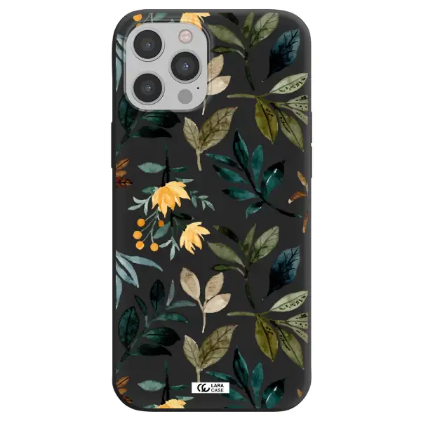 Fall Flowers Apple iPhone 12 pro max Silicone black Case