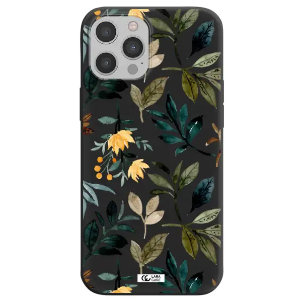 Fall Flowers Apple iPhone 12 pro Silicone black Case