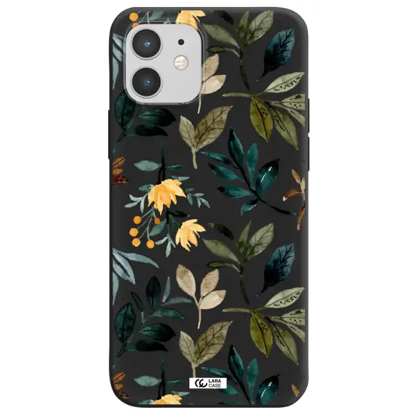Fall Flowers Apple iPhone 12 Silicone black Case