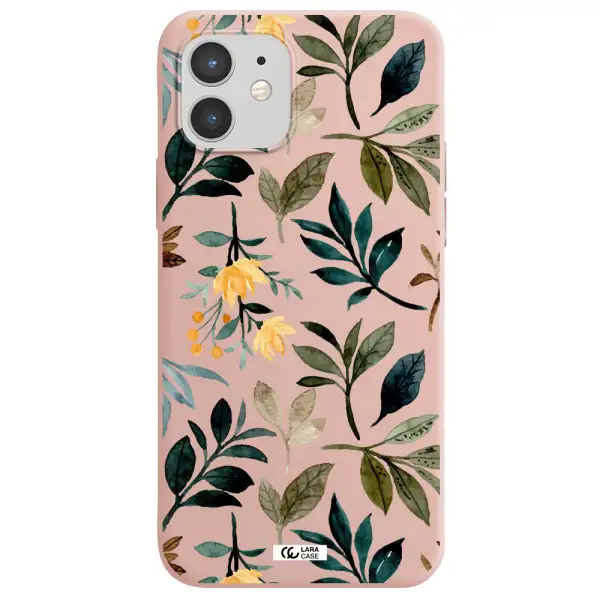 Fall Flowers Apple iPhone 12 Silicone pastel pink Case