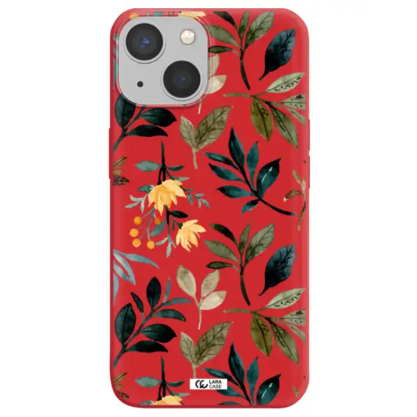 Fall Flowers Apple iPhone 13 mini Silicone Imperial Red Case