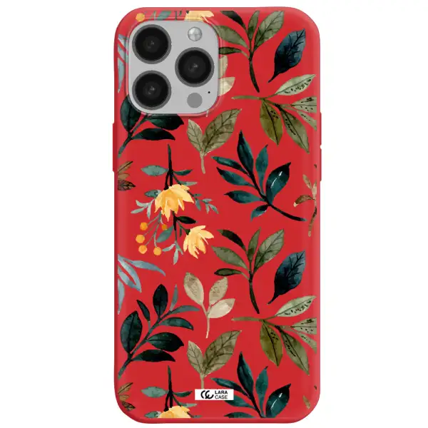 Fall Flowers Apple iPhone 13 Pro Max Silicone Imperial Red Case