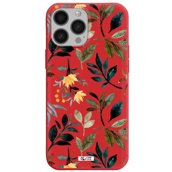 Fall Flowers Apple iPhone 13 Pro Silicone Imperial Red Case