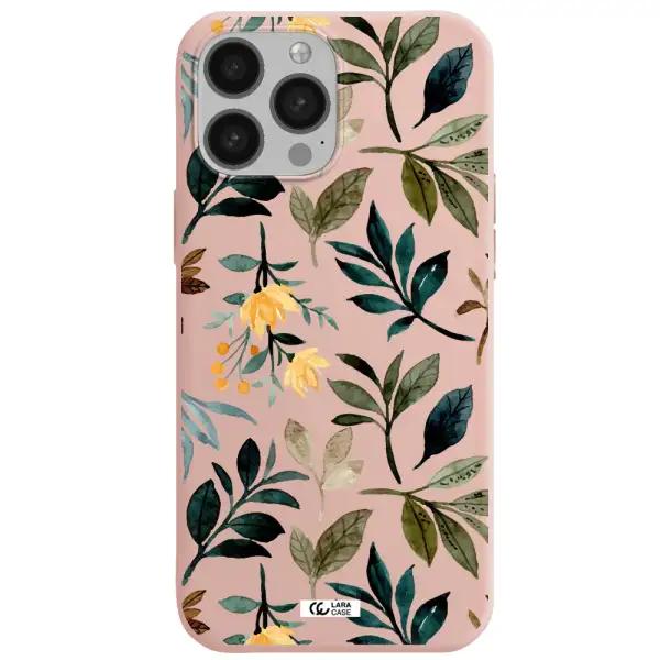 Fall Flowers Apple iPhone 13 Pro Silicone pastel pink Case