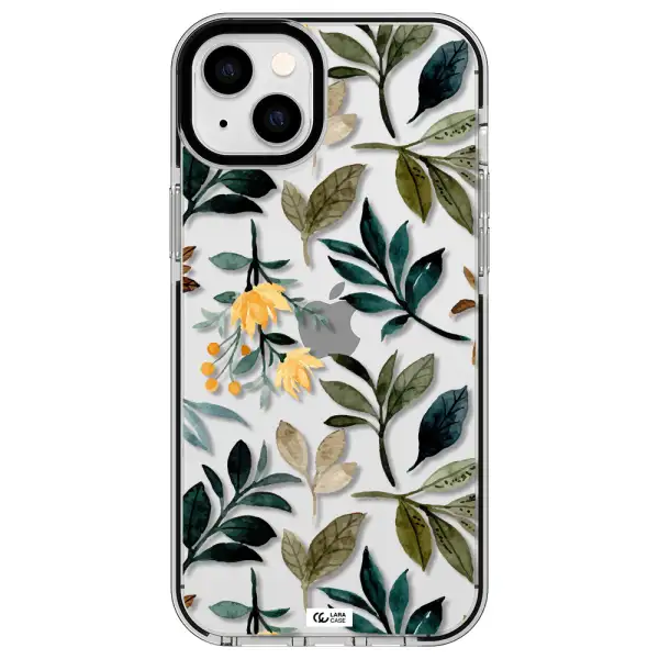Fall Flowers Apple iPhone 14 plus impact black border Case