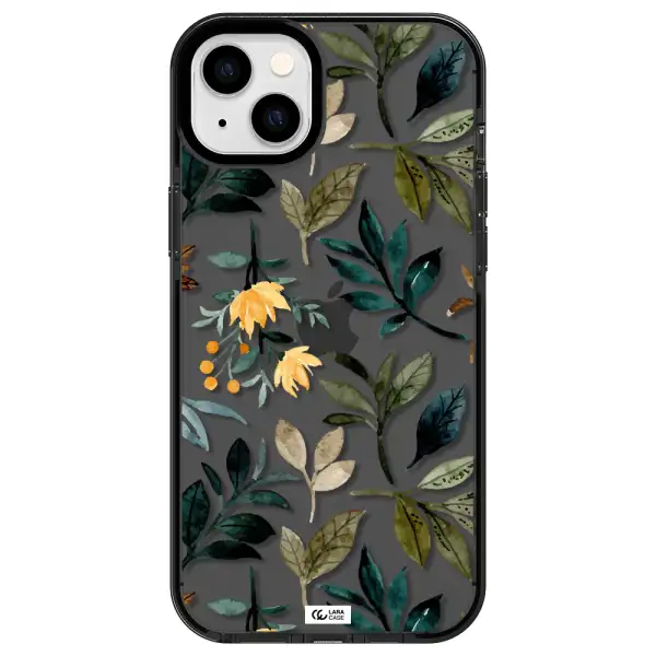 Fall Flowers Apple iPhone 14 plus impact Smoke Black Case