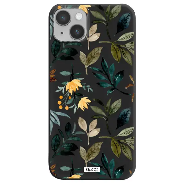 Fall Flowers Apple iPhone 14 plus Silicone black Case