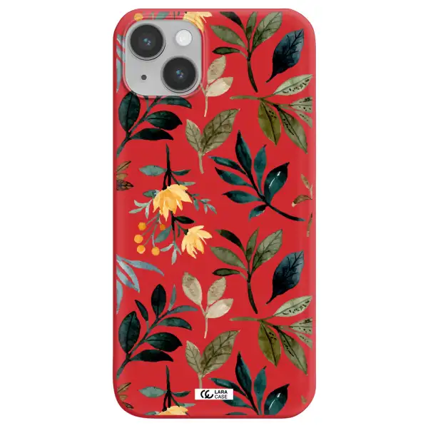 Fall Flowers Apple iPhone 14 plus Silicone Imperial Red Case