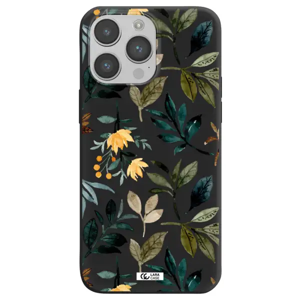 Fall Flowers Apple iPhone 14 pro max Silicone black Case