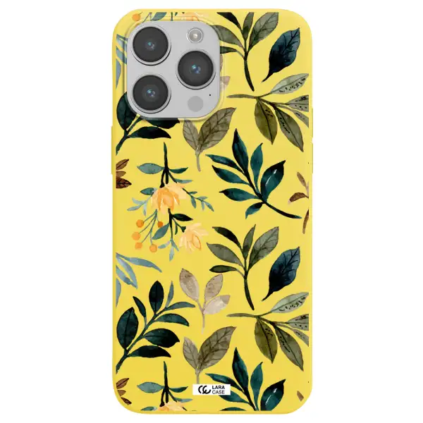Fall Flowers Apple iPhone 14 pro max Silicone canary yellow Case
