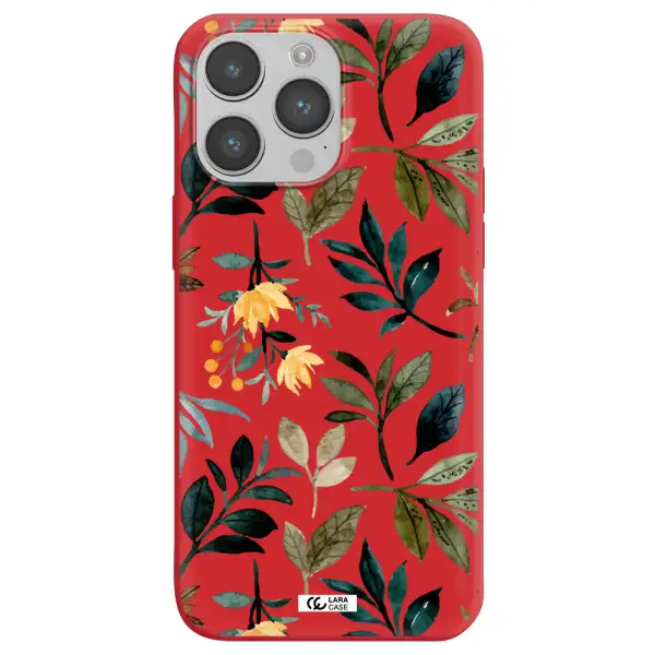 Fall Flowers Apple iPhone 14 pro max Silicone Imperial Red Case