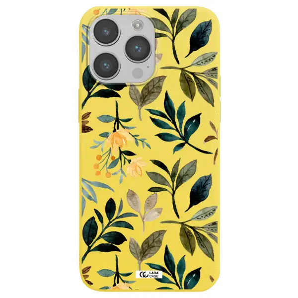 Fall Flowers Apple iPhone 14 pro Silicone canary yellow Case