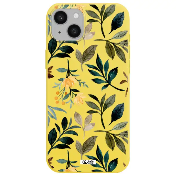 Fall Flowers Apple iphone 15 plus Silicone canary yellow Case