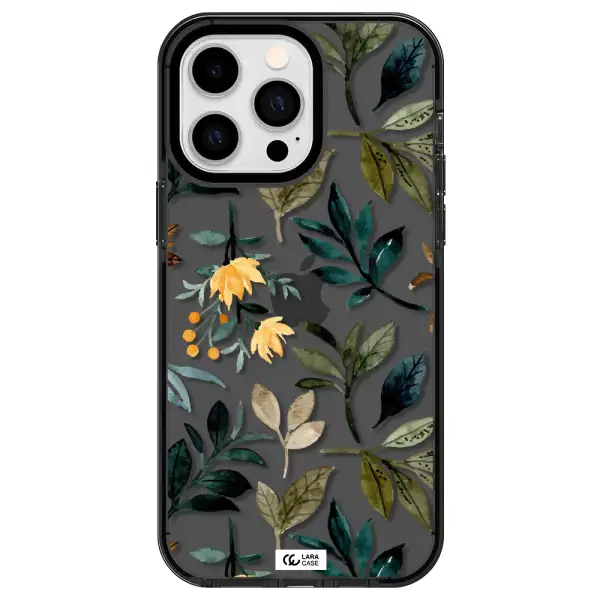Fall Flowers Apple iPhone 15 Pro impact Smoke Black Case