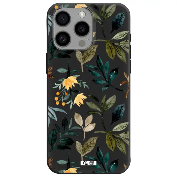 Fall Flowers Apple Iphone 15 Pro max Silicone black Case