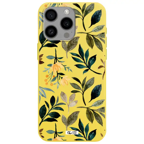 Fall Flowers Apple Iphone 15 Pro max Silicone canary yellow Case