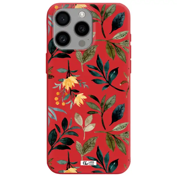 Fall Flowers Apple Iphone 15 Pro Max Silicone Imperial Red Case