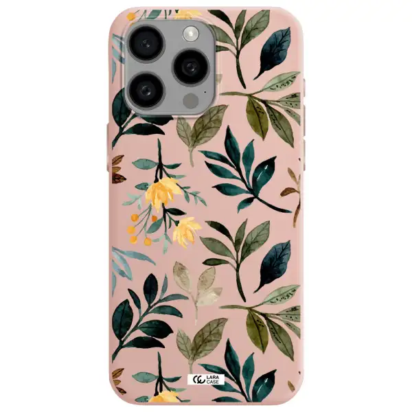 Fall Flowers Apple Iphone 15 Pro max Silicone pastel pink Case