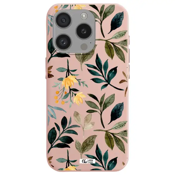Fall Flowers Apple Iphone 15 Pro Silicone Pastel Pink Case