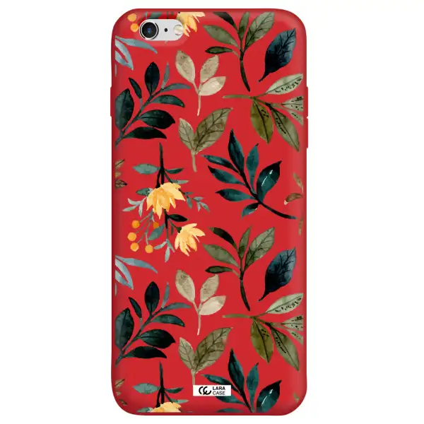Fall Flowers Apple iPhone 6 plus Silicone Imperial Red Case