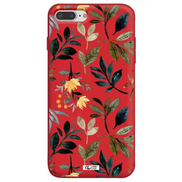 Fall Flowers Apple iPhone 7 plus Silicone Imperial Red Case