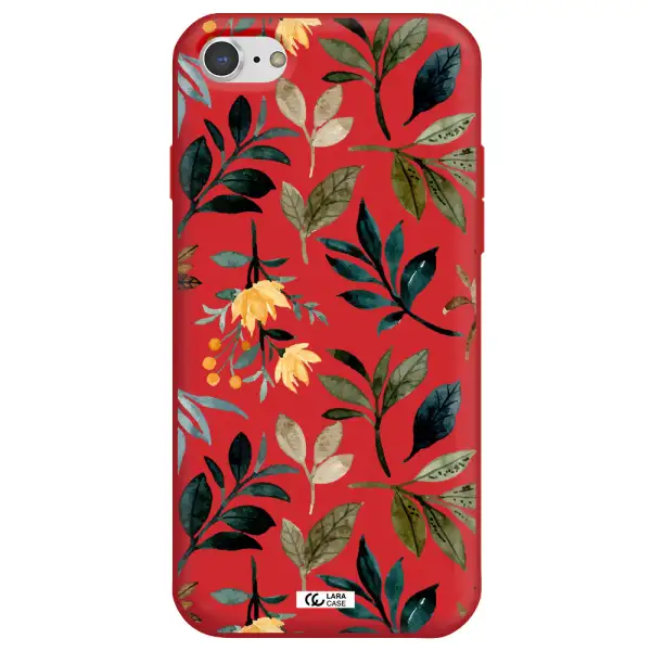 Fall Flowers Apple iPhone 8 Silicone Imperial Red Case