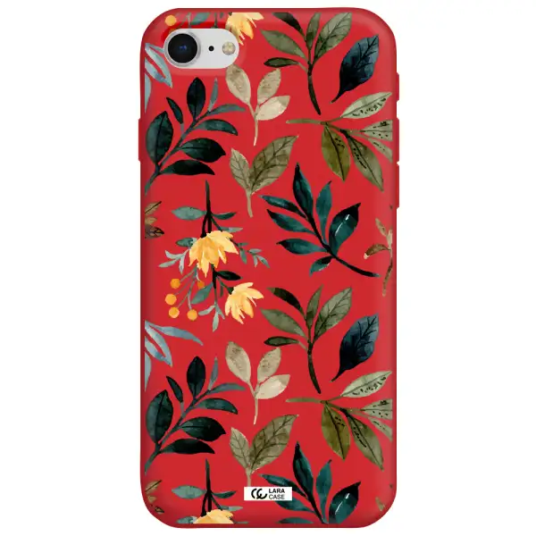 Fall Flowers Apple iPhone se 2020 Silicone Imperial Red Case