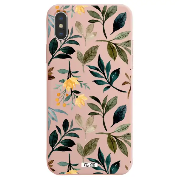 Fall Flowers Apple iPhone X Silicone pastel pink Case