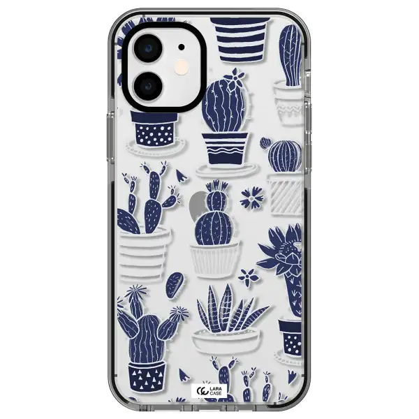 Blue Cactus Apple iPhone 11 impact black border Case