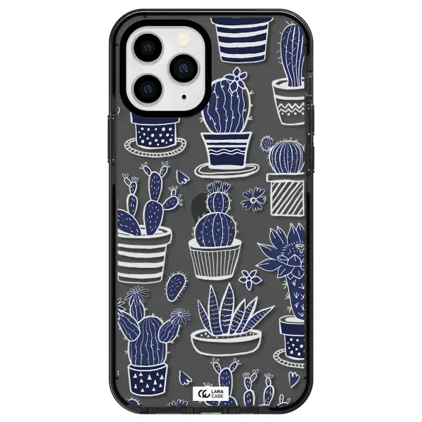 Blue Cactus Apple iPhone 11 pro impact Smoke Black Case