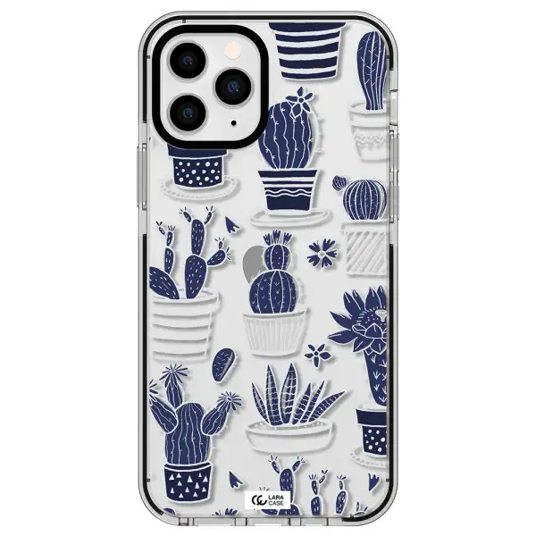Blue Cactus Apple iPhone 11 pro max impact black border Case
