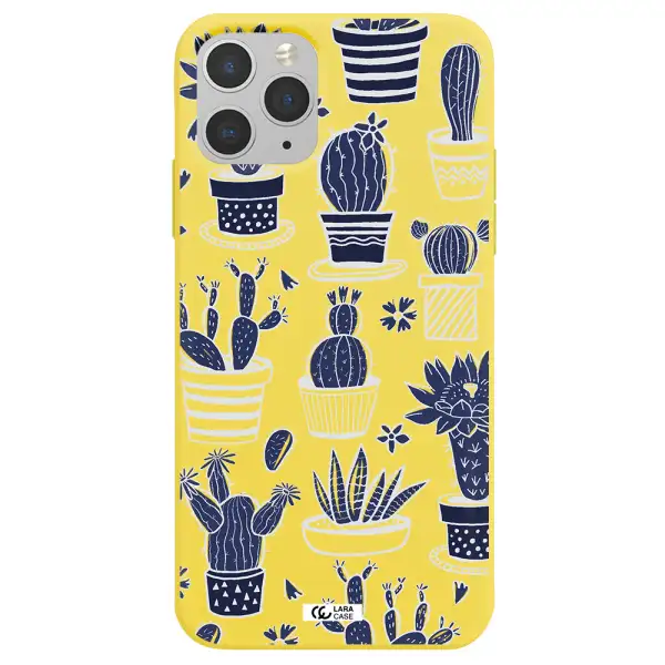 Blue Cactus Apple iPhone 11 pro max Silicone canary yellow Case