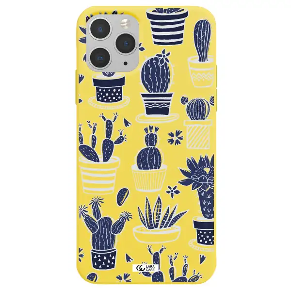 Blue Cactus Apple iPhone 11 pro Silicone canary yellow Case