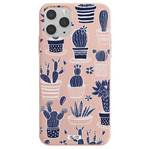 Blue Cactus Apple iPhone 11 pro Silicone pastel pink Case