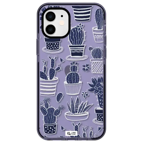 Blue Cactus Apple iPhone 12 impact Lilac Case