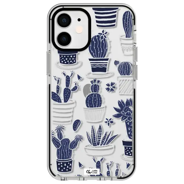 Blue Cactus Apple iPhone 12 mini impact black border Case