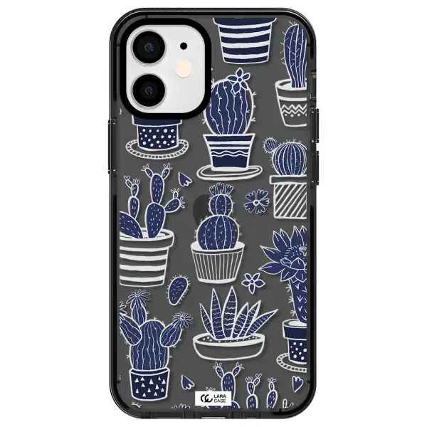 Blue Cactus Apple iPhone 12 mini impact Smoke Black Case