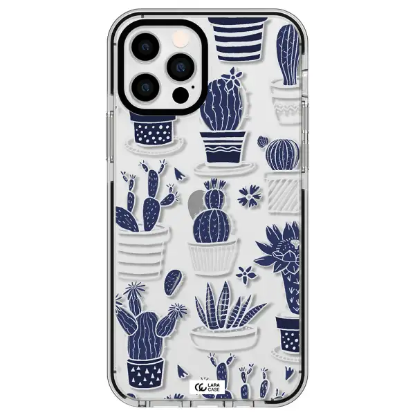Blue Cactus Apple iPhone 12 pro impact black border Case