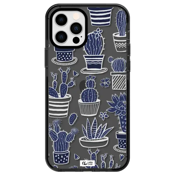 Blue Cactus Apple iPhone 12 pro impact Smoke Black Case
