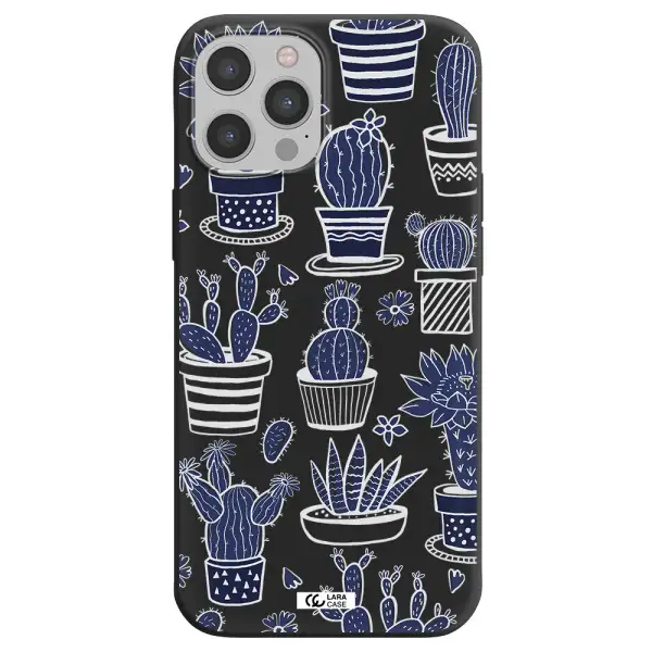 Blue Cactus Apple iPhone 12 pro max Silicone black Case