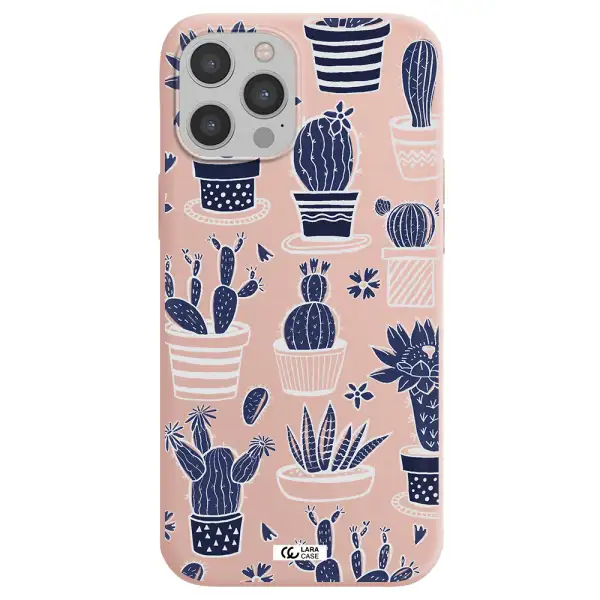 Blue Cactus Apple iPhone 12 pro max Silicone pastel pink Case