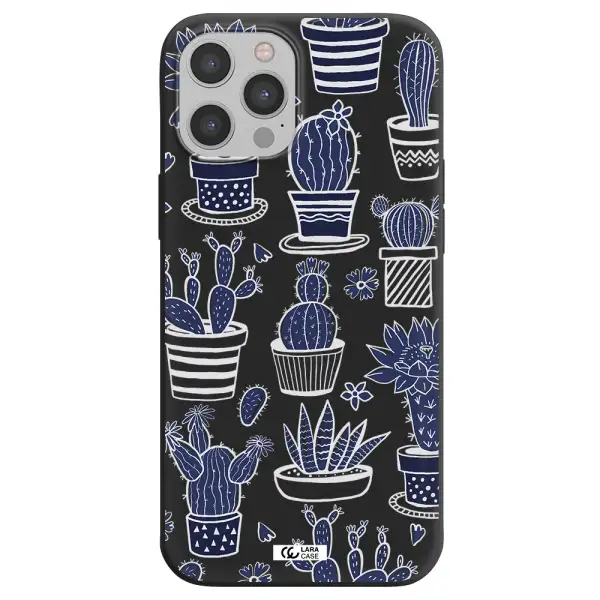 Blue Cactus Apple iPhone 12 pro Silicone black Case