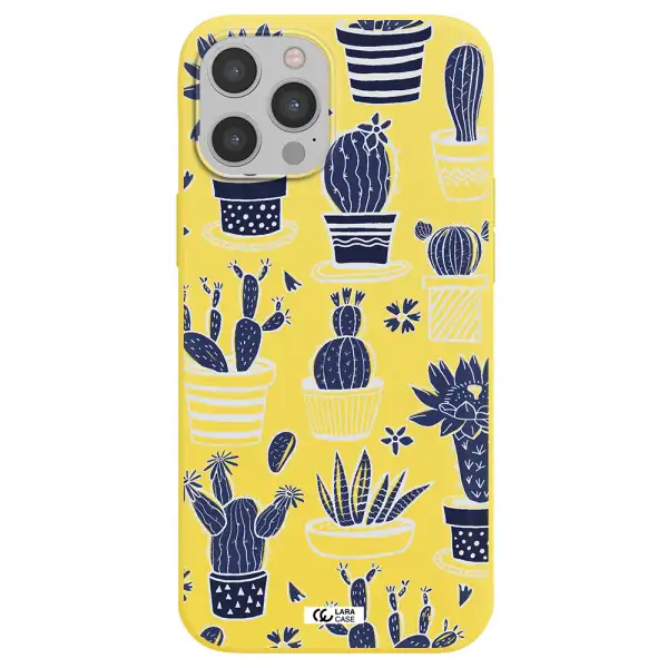 Blue Cactus Apple iPhone 12 pro Silicone canary yellow Case