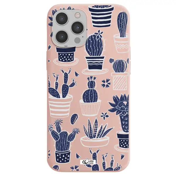 Blue Cactus Apple iPhone 12 pro Silicone pastel pink Case