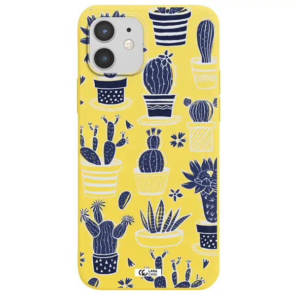 Blue Cactus Apple iPhone 12 Silicone canary yellow Case