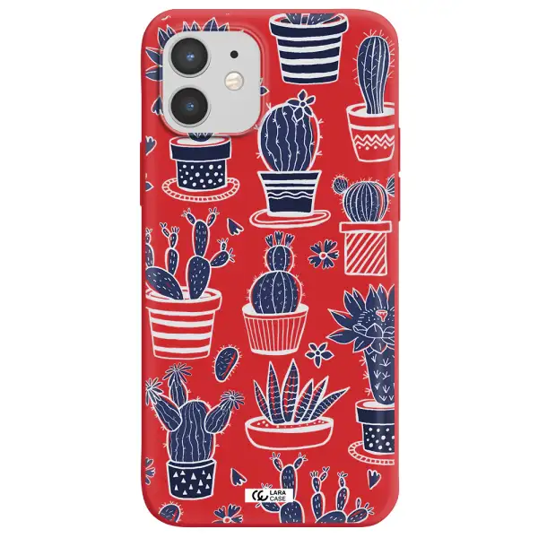 Blue Cactus Apple iPhone 12 Silicone Imperial Red Case